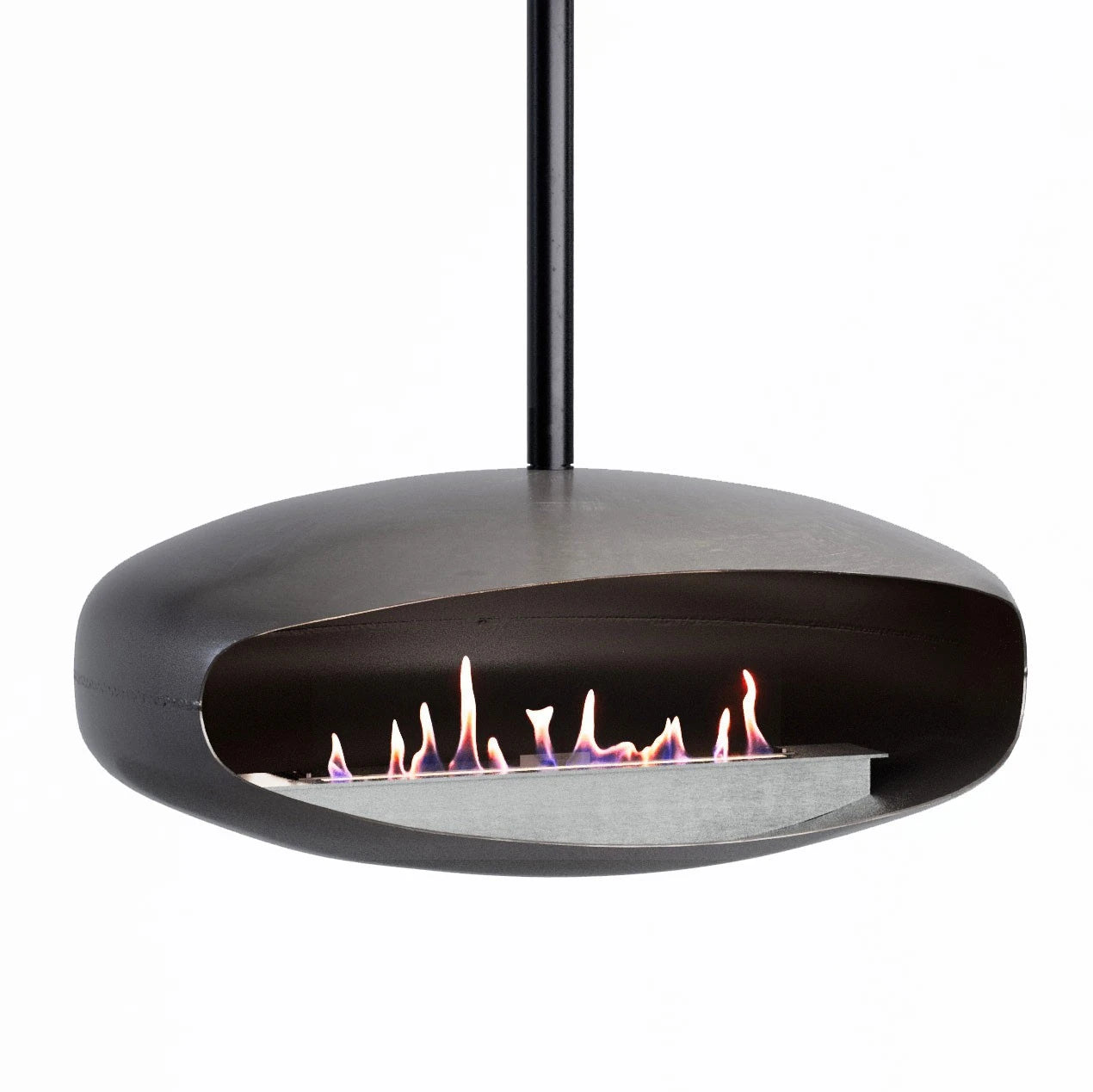 Hein & Haugaard UFO-80 ceiling-mounted bioethanol fireplace in the Industrial New York finish