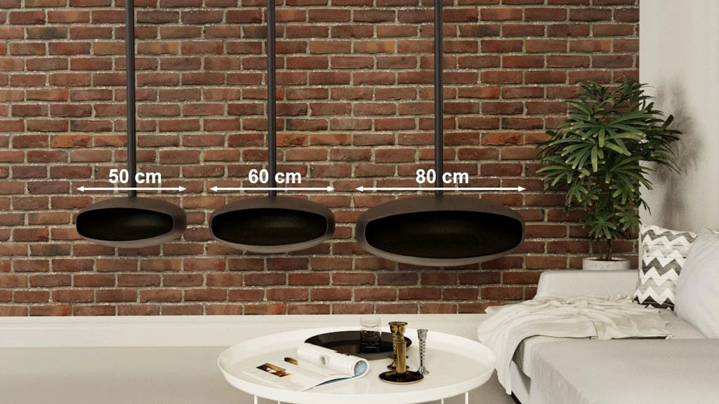Hein & Haugaard UFO-80 ceiling-mounted bioethanol fireplace in the Industrial New York finish