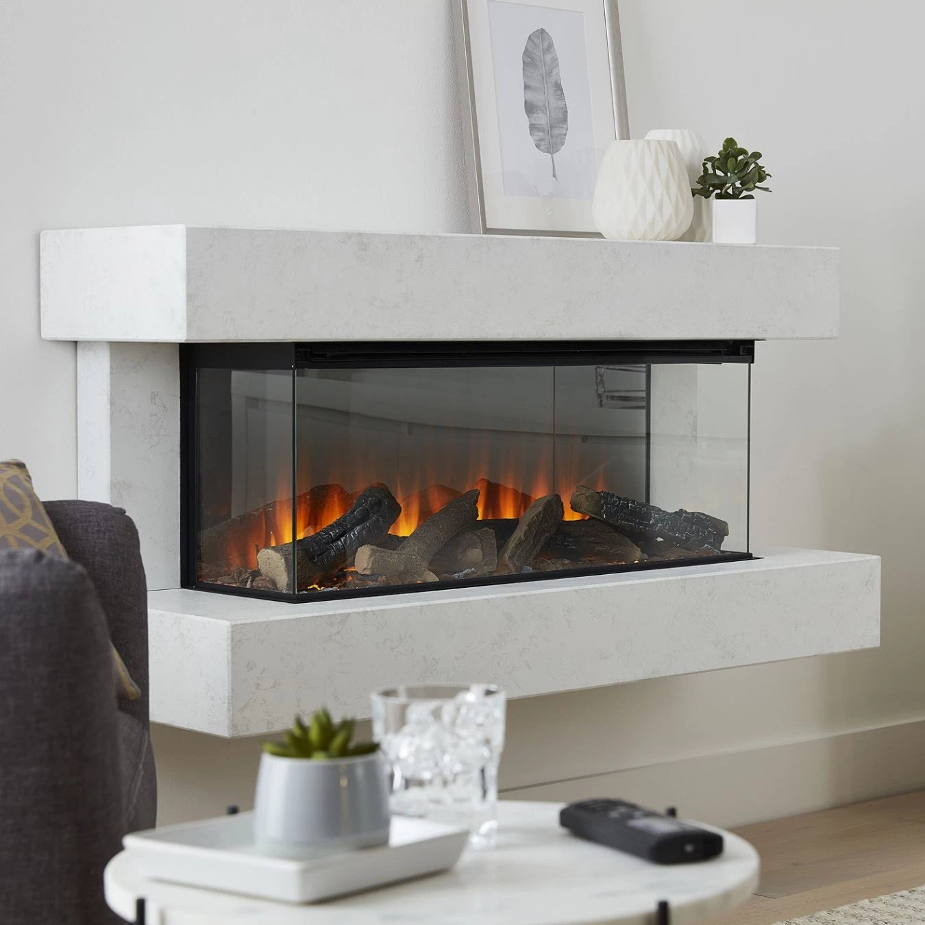vit elektrisk kamin